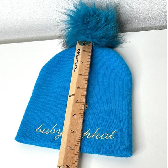 Baby Phat Blue with Gold Logo and Heart Pom Beanie OS - Picture 9 of 10
